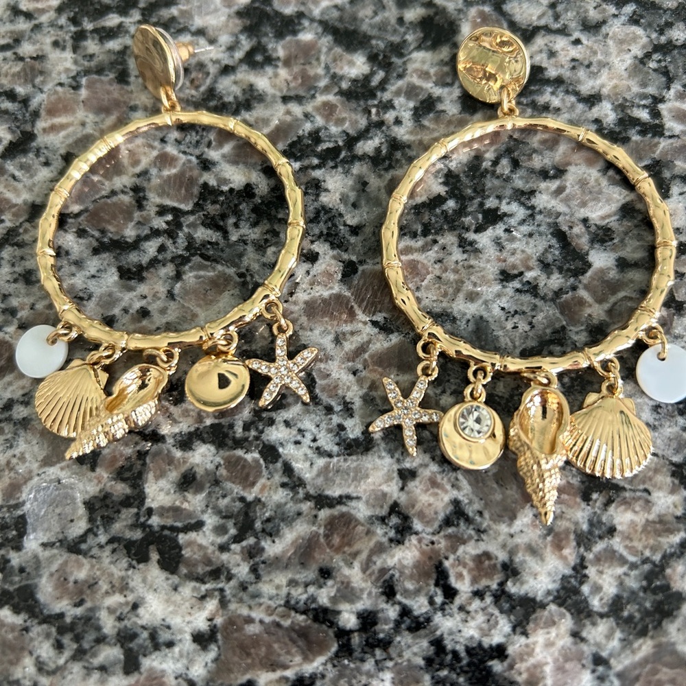 Lilly Pulitzer Gold Charm Hoop Earrings